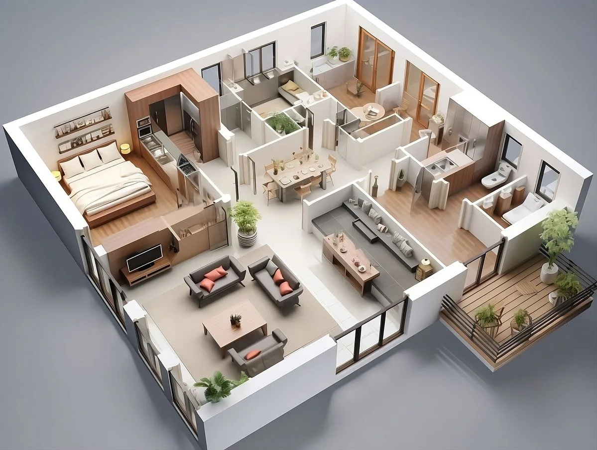Visualisasi 3D denah rumah