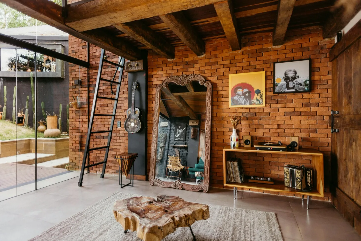 Rustic Brick And Teakwood Interior